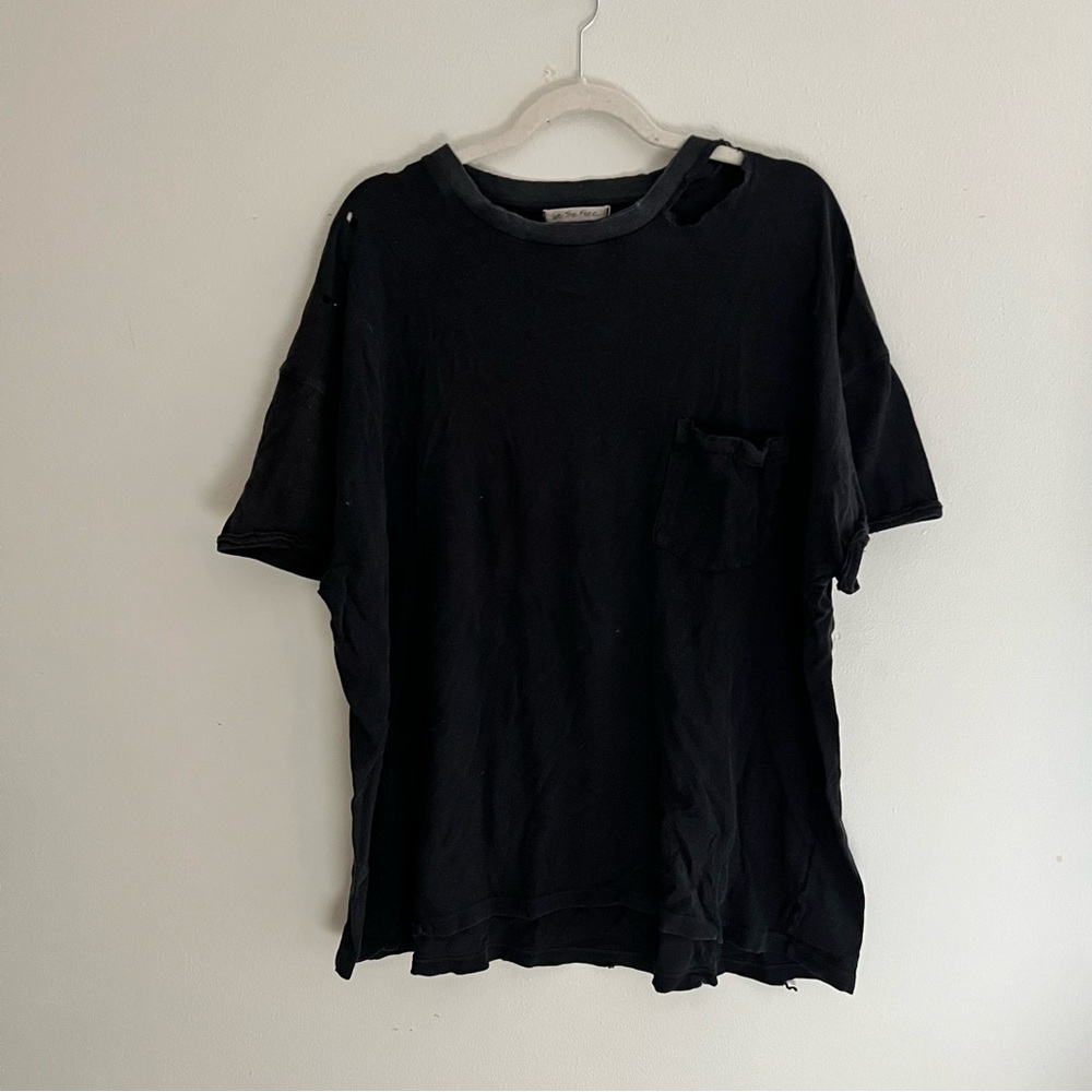 Free people distressed oversized tee